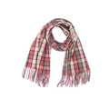 Pink and grey plaid scarf with soft tassels for winter fashion accessories - Pink