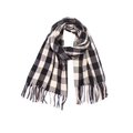 Classic black and cream buffalo check scarf with tassels for autumn and winter warmth - Black and White