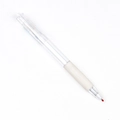 Retractable ink pen with transparent barrel and off-white ergonomic soft grip - Single - White Barrel