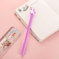 Set de bolígrafo de unicornio púrpura y regla con purpurina líquida para escuela - Morado