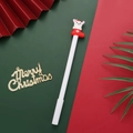 Penna gel di Natale bianca con coniglietto in calza rossa su uno sfondo festivo - Stile Coniglio Bianco