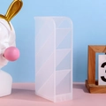 Frosted translucent vertical desk organizer with four slanted slots for pens and brushes - White