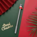 Penna creativa a forma di topo di Natale in silicone con calza rossa e design festivo - Grey Mouse Style