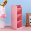 Pink slanted desk organizer with four compartments for stationery storage in matte finish - Pink