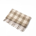 Sciarpa a quadri con nappe in beige, kaki e verde oliva per l'autunno-inverno - Beige