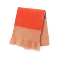 Thick orange and camel striped mohair-like scarf with soft fringe edges for winter - Orange