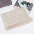 Men's and women's cream checkered scarf with tassels for autumn and winter style - Beige