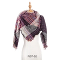 Thick checkered scarf for men and women with colorful plaid pattern and fringes FJ07-02 - Wine Red Fine Plaid (FJ010-034) / 135cm