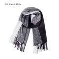 Sciarpa a quadri invernale nero bianco grigio con frange in calda maglia spessa - Nero e Bianco (01#)