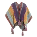 Bohemian colorful knit shawl with chevron patterns and vibrant fringe tassels - Zigzag Tassel Style / 2# Purple Yellow / 135cm