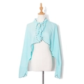 Light blue chiffon sun protection shawl with black and white wavy trim decoration - One Size / Blue
