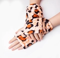 Guantes de franela gruesos sin dedos con estampado de leopardo y textura de felpa - Talla única / Leopardo Café