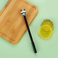Cute 3D panda character gel pen with bamboo detail and black ink for school - Black