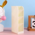 Creamy white frosted desk organizer with four-tier tilted compartments for pens and tools - Beige