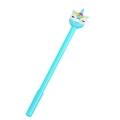 Penna gel blu creativa con decorazione in silicone a forma di ciambella unicorno - Unicorno Blu #2