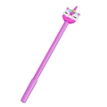 Penna gel creativa rosa con unicorno donut, fusto traslucido e testina in gomma - Unicorno Viola #2