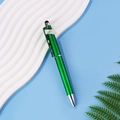 Green multifunctional stylus ballpoint pen with built-in phone stand and touch head - Green