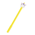 Penna gel gialla creativa con decorazione a forma di unicorno in morbida gomma bianca - Unicorno Giallo Capelli Viola