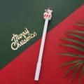 Penna natalizia con simpatica figura di gatto che indossa un cappello da Babbo Natale - Fusto Bianco Topo in Scatola di Natale