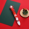 Bolígrafo multicolor de Papá Noel con cuerpo rojo e ilustraciones festivas de Navidad - Papá Noel