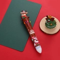 Bolígrafo navideño de diez colores con una linda figura de reno marrón en la cima - Reno de Navidad