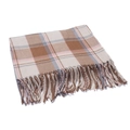 Classic plaid tassel scarf in beige and brown with soft thick fringe for winter - 200x60cm / Beige (14#)