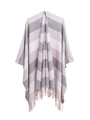 Scialle da donna a righe orizzontali rosa e grigie con orlo sfrangiato elegante - 150x130cm / Righe Grigio Rosa