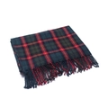 Classic green and blue plaid scarf with red stripes and fringe tassels - 200x60cm / Dark Green (16#)
