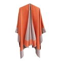 Women's split cape shawl in vibrant orange and taupe with tassel hem detail - 150x130cm / SH1-03# Orange