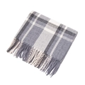 Thick cashmere-feel plaid scarf in grey, black and white check with tassel fringe - 200x65cm / Grey Grid