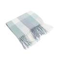 Classic plaid scarf in light green, grey and white with fringe on white background - 200x60cm / Green Plaid (07#)