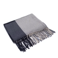 Classic autumn plaid scarf with tassel in grey black and beige patchwork colors - 200x60cm / Black Grey (04#)