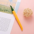 Creative yellow chili pepper shaped gel pen with green stem cap on aesthetic background - 0.5mm Nib / Yellow Chili