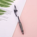 Classic retractable gel pen with transparent barrel and grey soft rubber grip for comfort - Black