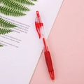 Minimalist red retractable gel pen with ergonomic soft grip and transparent barrel - Red