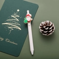 Weißer Weihnachts-Gelschreiber mit kreativem Weihnachtsmann-Anhänger auf Notizbuch - Weihnachtsmann / Weiß