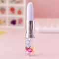 Bolígrafo de gel con forma de labial, tapa púrpura y cuentas de colores vibrantes - Morado