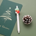 Weißer Weihnachtsstift mit festlichem rotem Socken-Anhänger und grüner Karte - Weihnachtssocke / Weiß