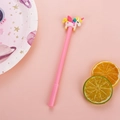 Penna gel a forma di unicorno rosa con topper 3D su sfondo rosa coordinato - 0.5mm / Rosa