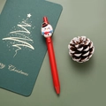 Red Christmas gel pen with a 3D snowman clip shown on a dark green holiday background - Snowman / Red