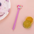 Penna gel unicorno rosa e viola su sfondo coordinato con decorazioni a stella - 0.5mm / Viola