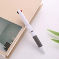Stylo bille rétractable 3 couleurs avec corps blanc et grip ergonomique en caoutchouc - Blanc