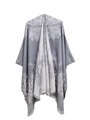 Ethnic geometric jacquard shawl in neutral grey and beige with decorative tassels - 150x130cm / Mandala Light Gray (SH3-05)