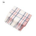 Pink and grey plaid cashmere-like scarf with fringe tassels for women, variant 9# - White Plaid (9#)