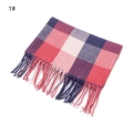 Soft red and blue plaid cashmere-like scarf with fringe, style 1# for women - Red Plaid (1#)