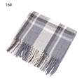 Soft faux cashmere scarf with classic grey and white plaid pattern and tassel hem - Gray Plaid (16#)