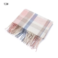 Classic light pink and blue plaid cashmere-like scarf with fringe tassels style 13# - Pink and Beige Plaid (13#)