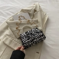 Sparkly black sequin handbag with pearl handle and golden chain strap for women - Sequin Black