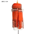 Thick orange checkered scarf with fringe tassels on a model mannequin, cozy winter wrap - Orange