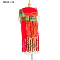 Plaid tassel scarf GWB12-01# featuring vibrant red yellow and green checkered patterns - Red